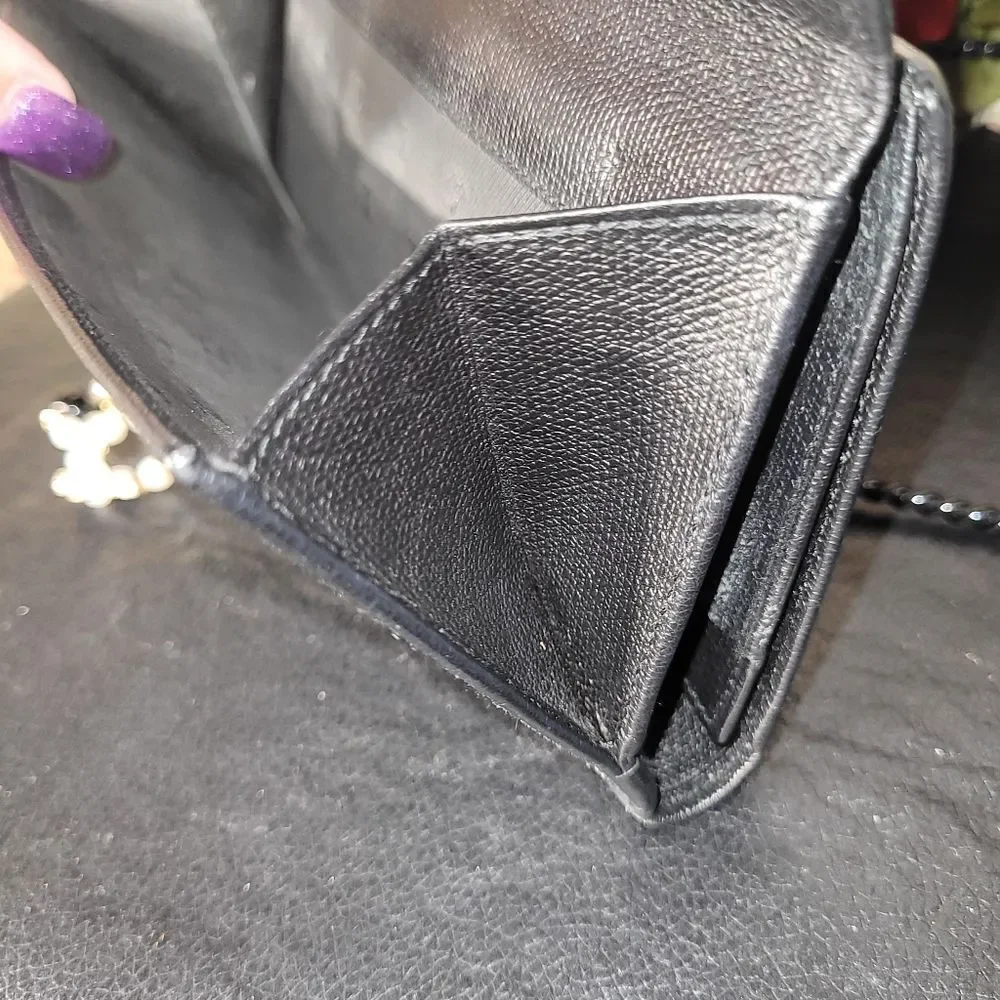 Chanel Calfskin Button Line CC Logo Long Flap Wallet with Dust Bag With COA